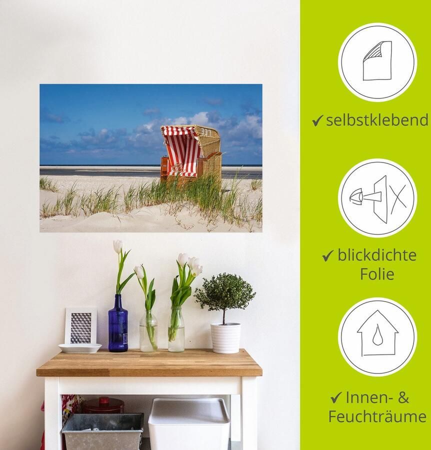 Artland Artprint Strandstoel 337 als artprint op linnen muursticker in verschillende maten - Foto 3