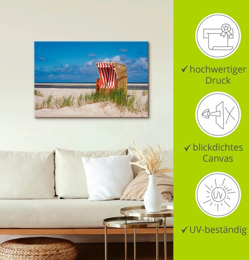 Artland Artprint Strandstoel 337 als artprint op linnen muursticker in verschillende maten - Foto 2