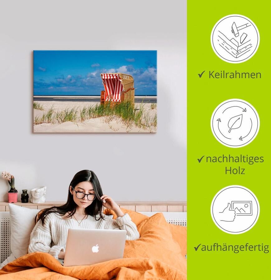 Artland Artprint Strandstoel 337 als artprint op linnen muursticker in verschillende maten