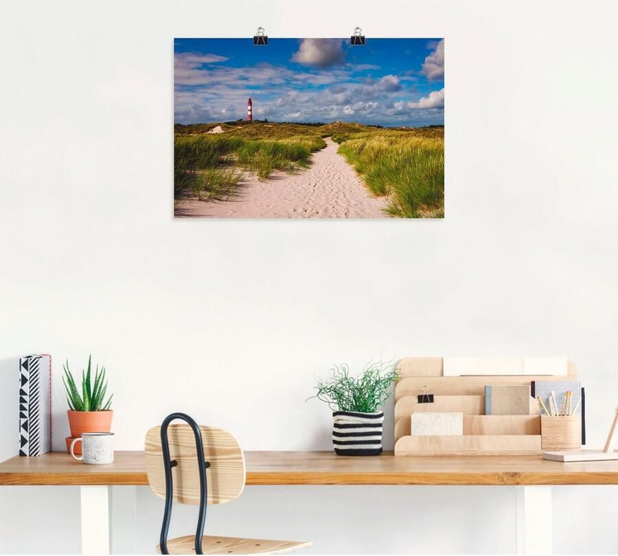 Artland Artprint Strandweg naar de vuurtoren eiland Amrum als artprint van aluminium artprint voor buiten artprint op linnen poster in verschillende maten. maten - Foto 4