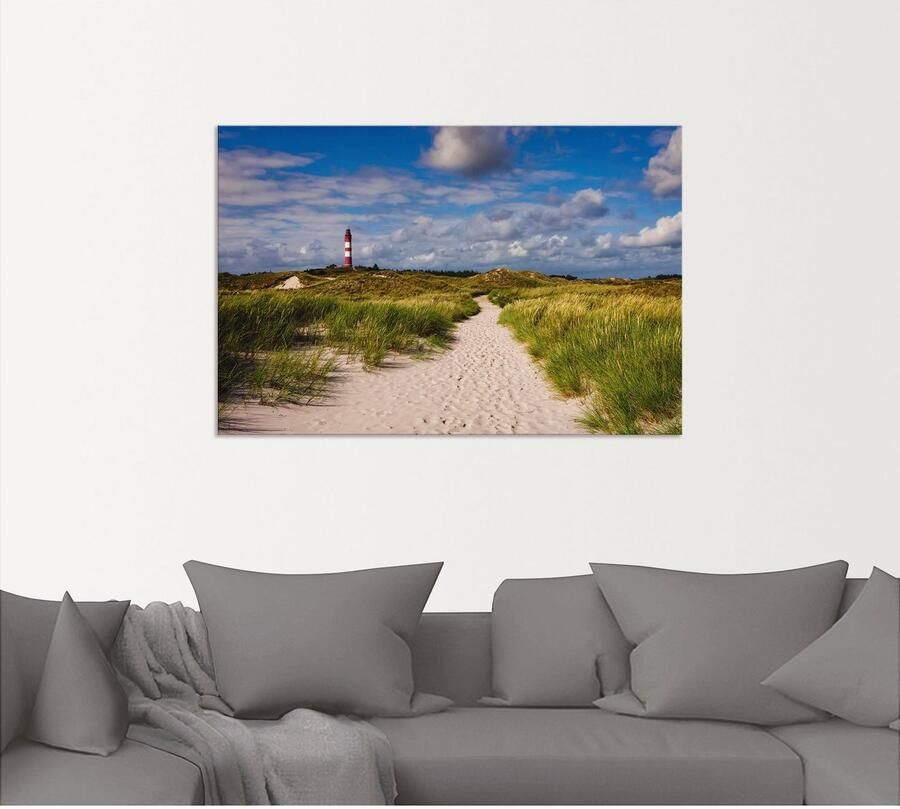 Artland Artprint Strandweg naar de vuurtoren eiland Amrum als artprint van aluminium artprint voor buiten artprint op linnen poster in verschillende maten. maten - Foto 4