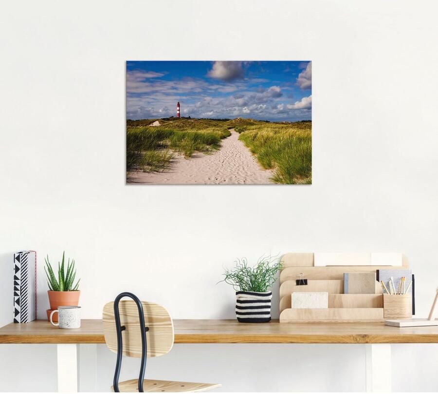 Artland Artprint Strandweg naar de vuurtoren eiland Amrum als artprint van aluminium artprint voor buiten artprint op linnen poster in verschillende maten. maten - Foto 5
