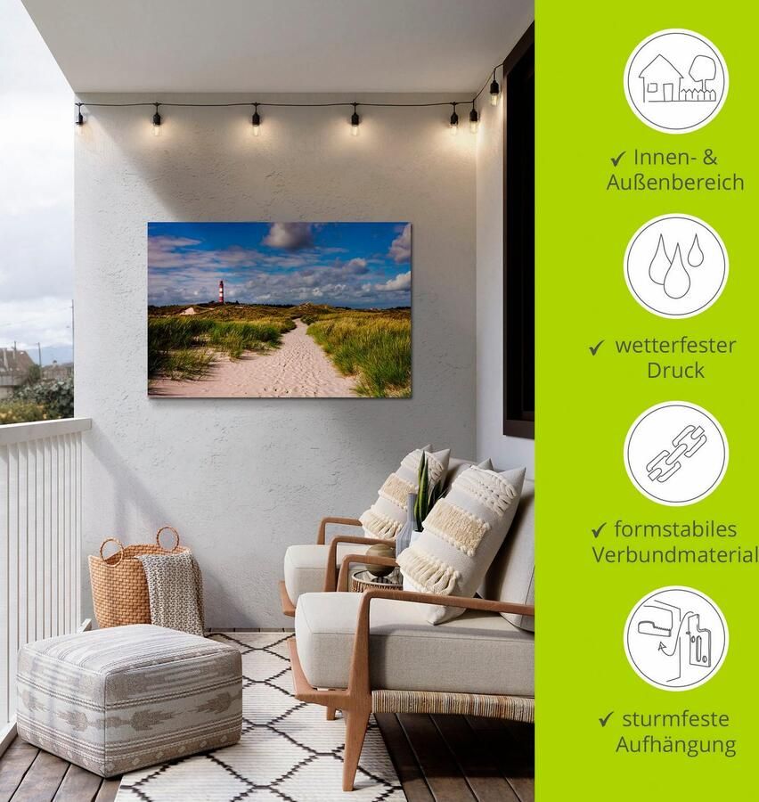 Artland Artprint Strandweg naar de vuurtoren eiland Amrum als artprint van aluminium artprint voor buiten artprint op linnen poster in verschillende maten. maten - Foto 3