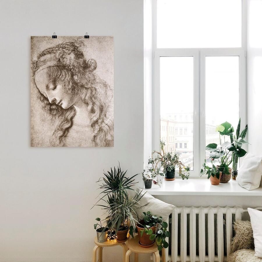 Artland Artprint Studie van het hoofd van Maria Magdalena. als artprint op linnen muursticker of poster in verschillende maten