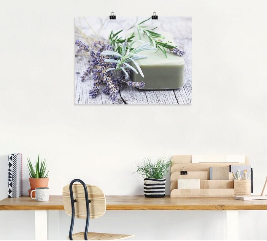 Artland Artprint Stuk natuurlijke zeep met kruiden als artprint op linnen poster muursticker in verschillende maten - Foto 4