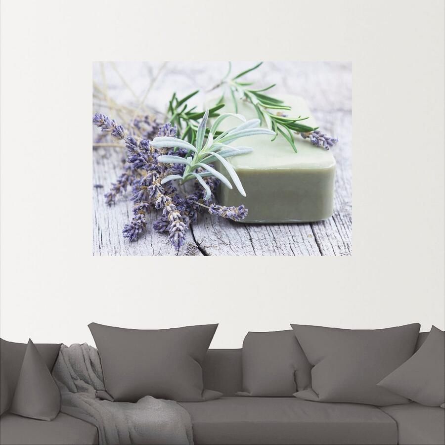 Artland Artprint Stuk natuurlijke zeep met kruiden als artprint op linnen poster muursticker in verschillende maten