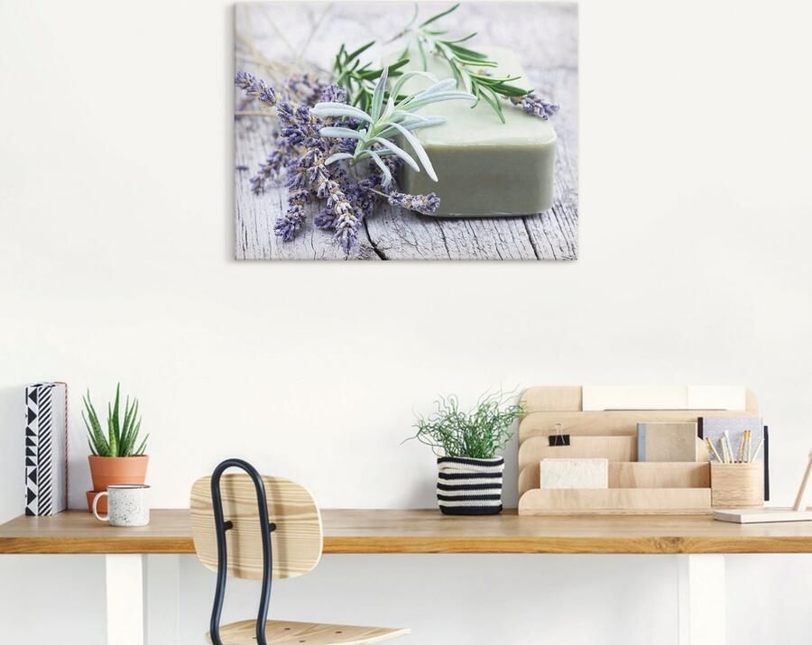 Artland Artprint Stuk natuurlijke zeep met kruiden als artprint op linnen poster muursticker in verschillende maten - Foto 5