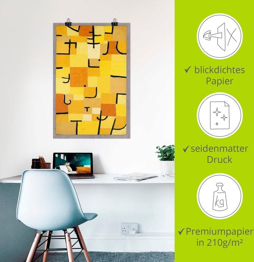 Artland Artprint Teken in geel. 1937 als artprint van aluminium artprint op linnen muursticker of poster in verschillende maten - Foto 3