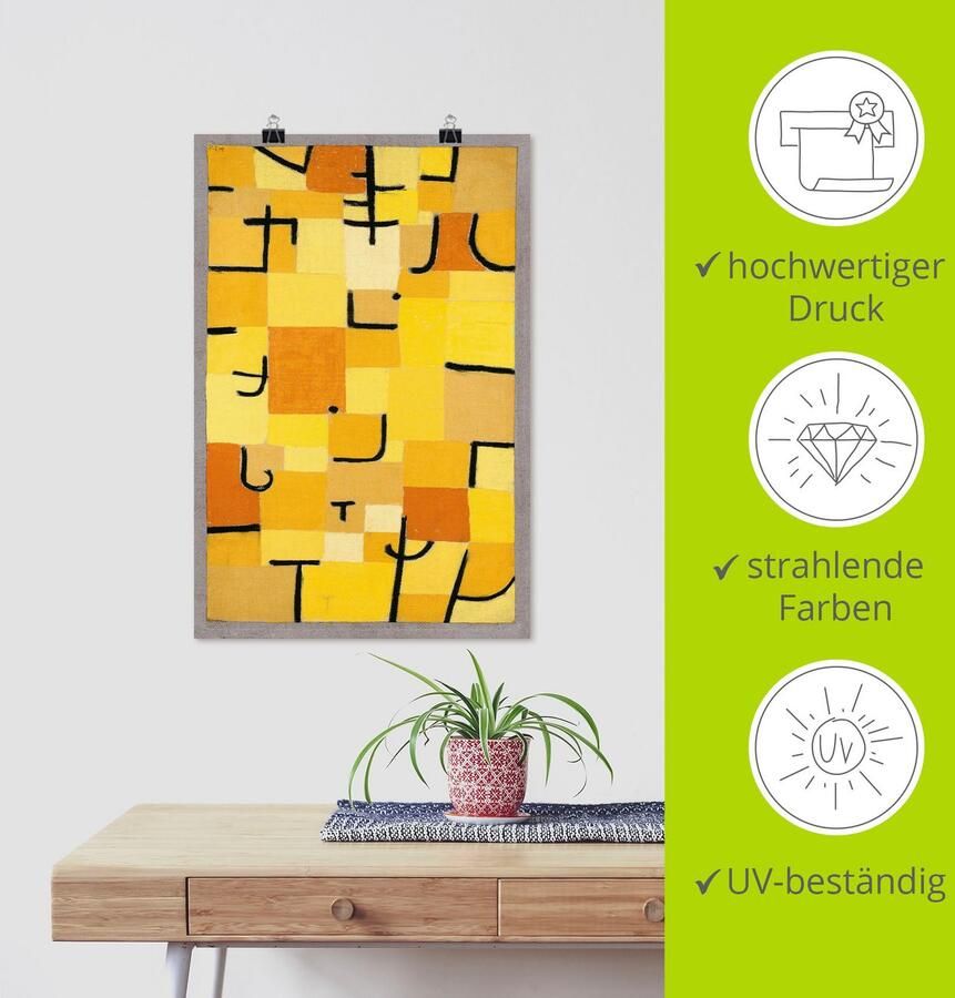 Artland Artprint Teken in geel. 1937 als artprint van aluminium artprint op linnen muursticker of poster in verschillende maten - Foto 4