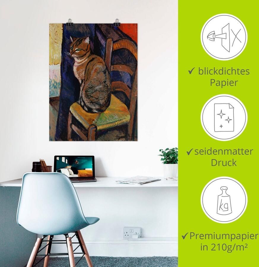 Artland Artprint Tekening stoel zittende kat. als artprint op linnen poster muursticker in verschillende maten - Foto 2