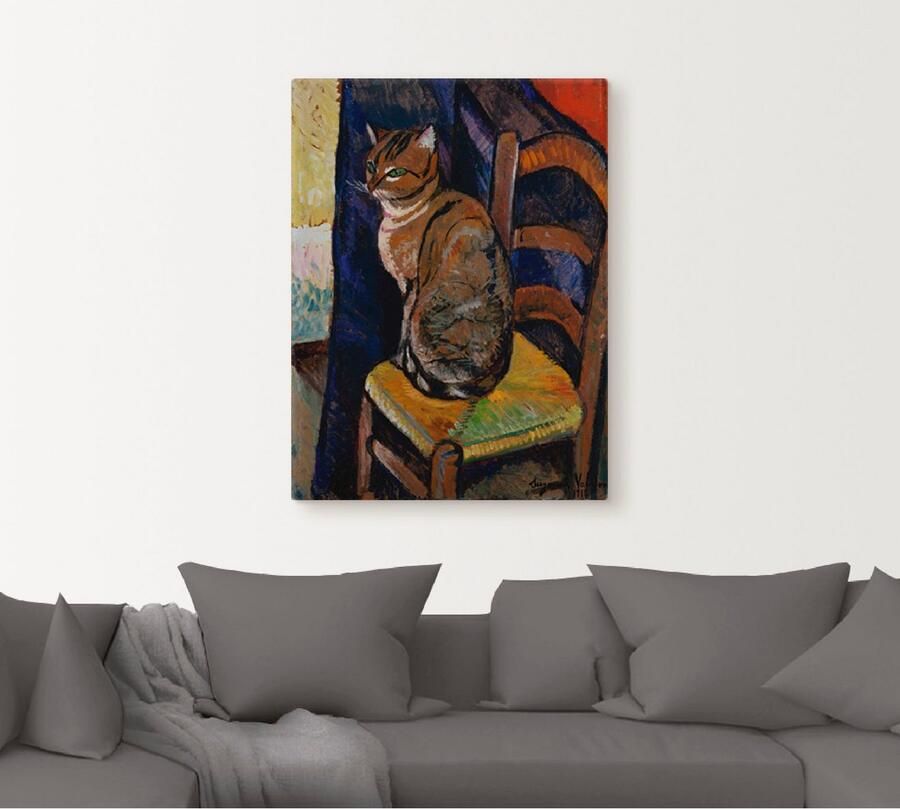 Artland Artprint Tekening stoel zittende kat. als artprint op linnen poster muursticker in verschillende maten - Foto 4