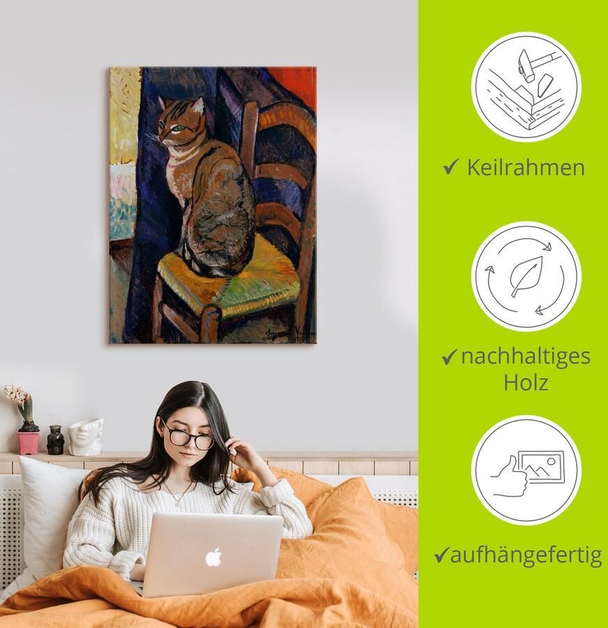 Artland Artprint Tekening stoel zittende kat. als artprint op linnen poster muursticker in verschillende maten