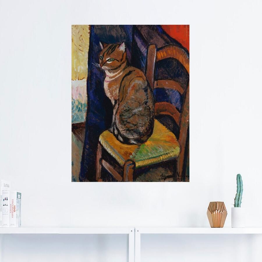 Artland Artprint Tekening stoel zittende kat. als artprint op linnen poster muursticker in verschillende maten