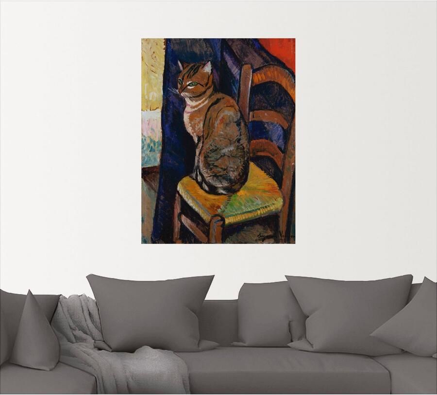 Artland Artprint Tekening stoel zittende kat. als artprint op linnen poster muursticker in verschillende maten - Foto 4