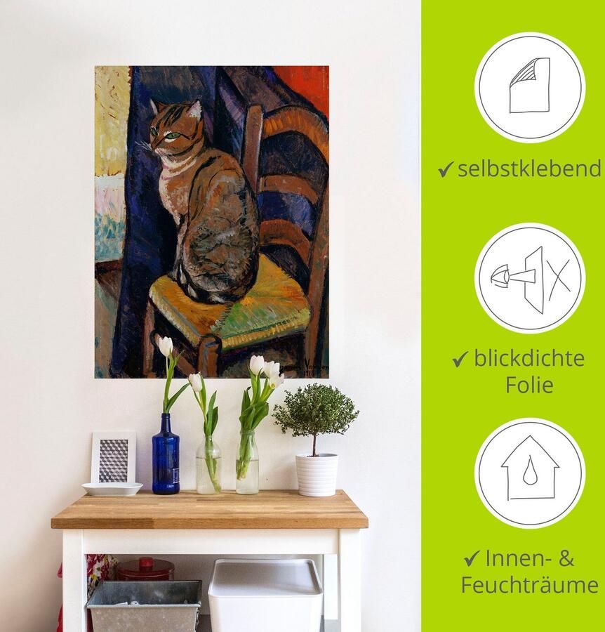 Artland Artprint Tekening stoel zittende kat. als artprint op linnen poster muursticker in verschillende maten - Foto 3