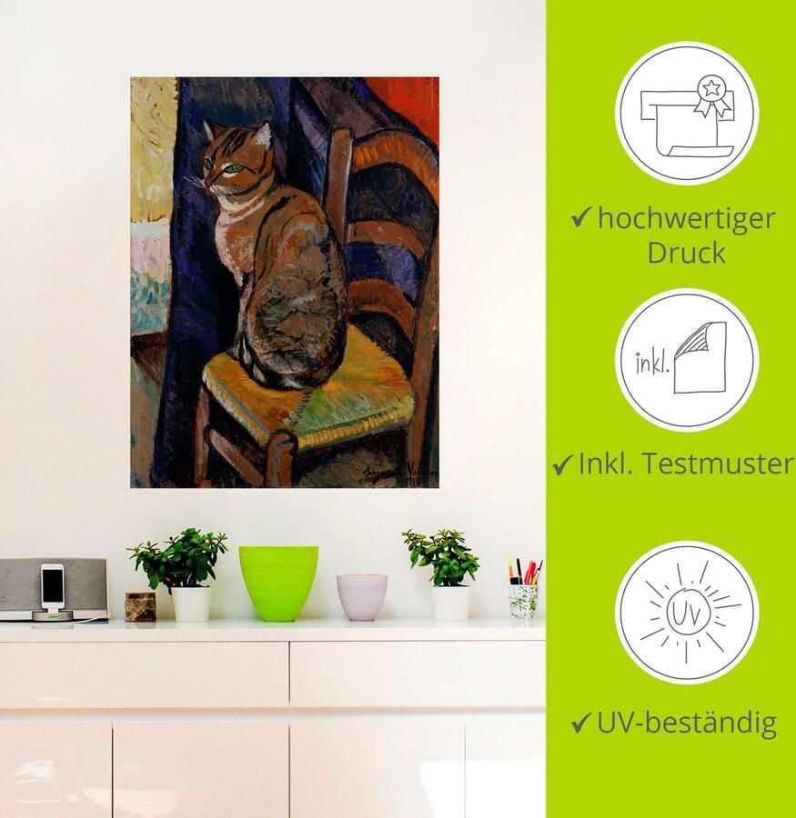 Artland Artprint Tekening stoel zittende kat. als artprint op linnen poster muursticker in verschillende maten - Foto 2