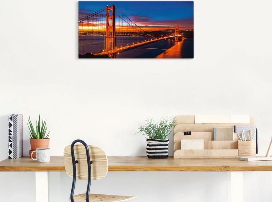Artland Artprint The Golden Gate Bridge 's morgens vroeg als artprint op linnen muursticker in verschillende maten - Foto 5