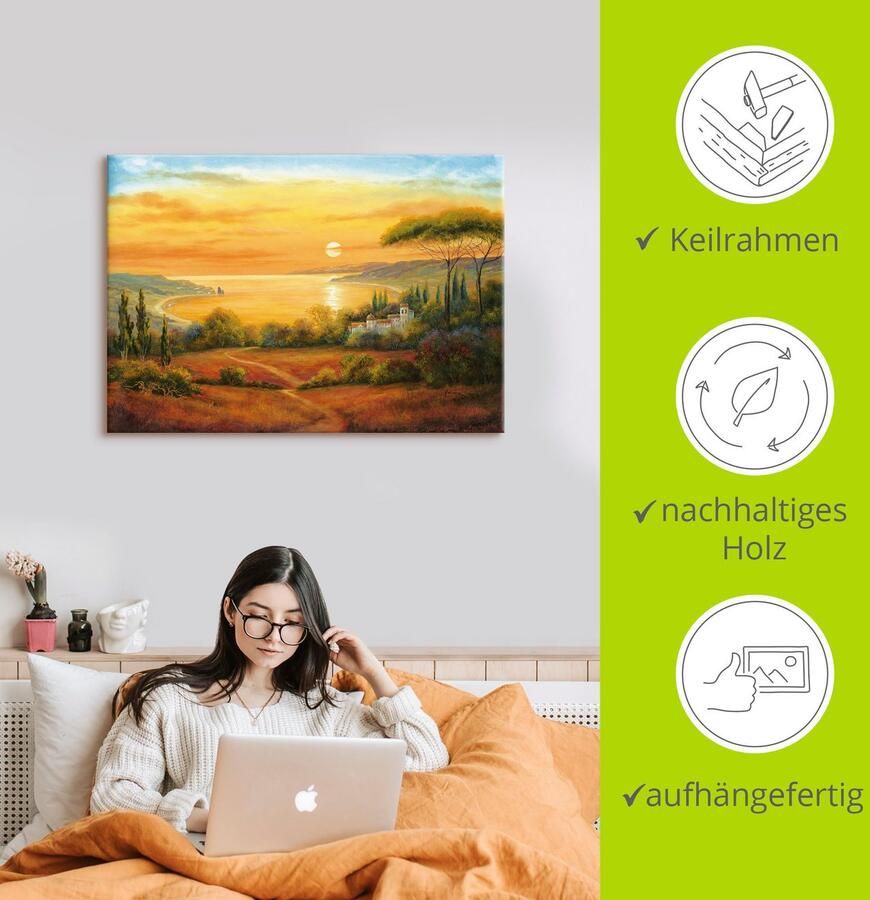 Artland Artprint Toscaanse baai II als artprint op linnen muursticker in verschillende maten - Foto 3