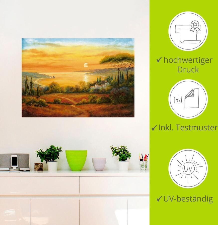 Artland Artprint Toscaanse baai II als artprint op linnen muursticker in verschillende maten - Foto 3