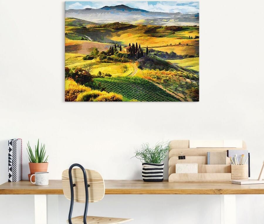 Artland Artprint Toscane van bovenaf als artprint op linnen poster in verschillende formaten maten - Foto 5
