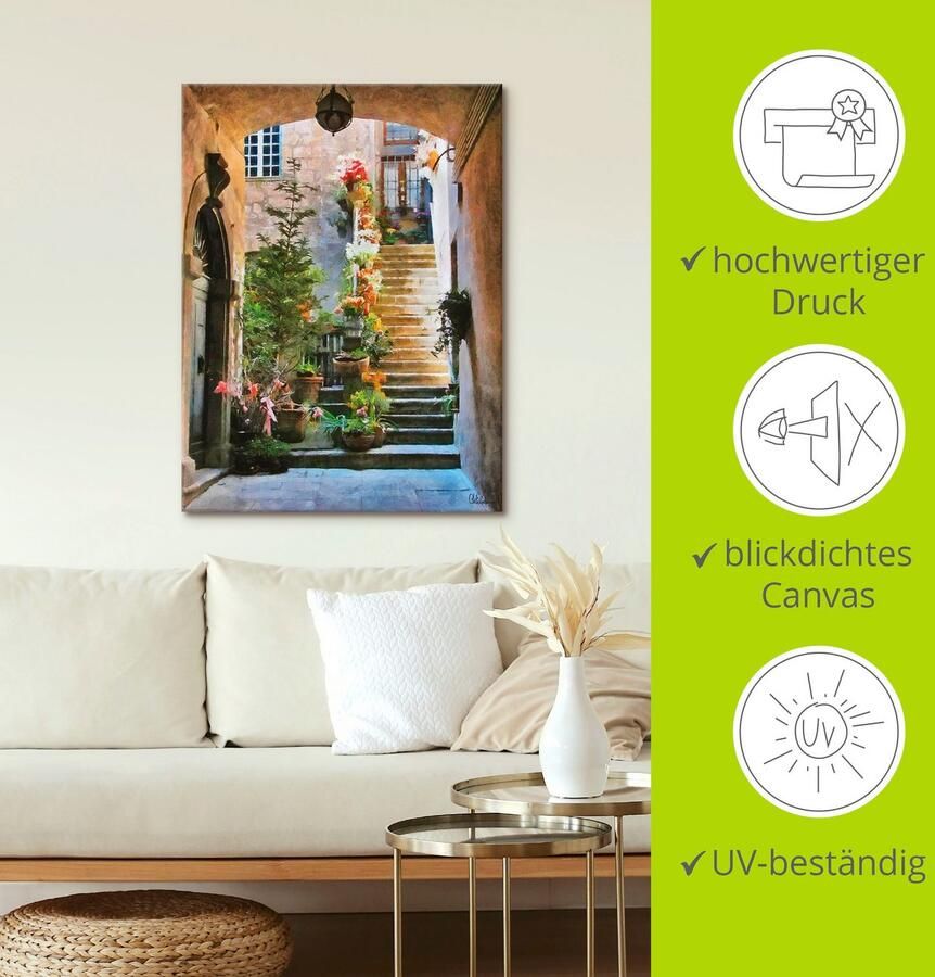 Artland Artprint Trap met bloemen als artprint op linnen muursticker in verschillende maten - Foto 4