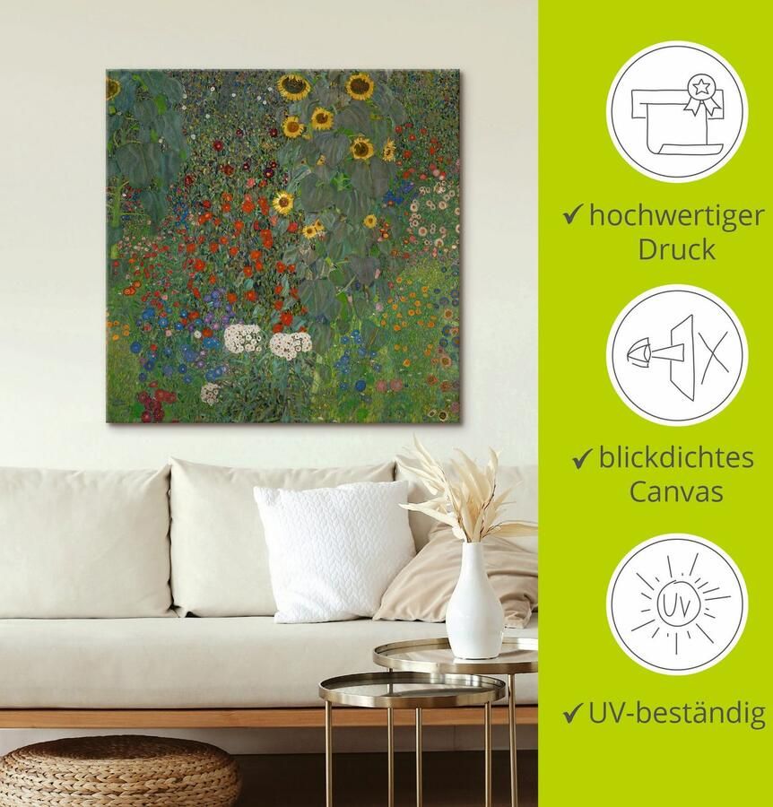 Artland Artprint Tuin met zonnebloemen als artprint op linnen poster in verschillende formaten maten - Foto 2