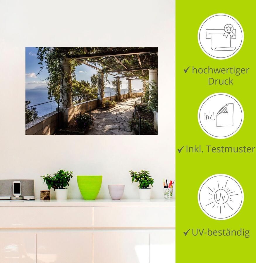 Artland Artprint Tuin van de villa San Michele op capri als artprint van aluminium artprint voor buiten artprint op linnen poster muursticker - Foto 3