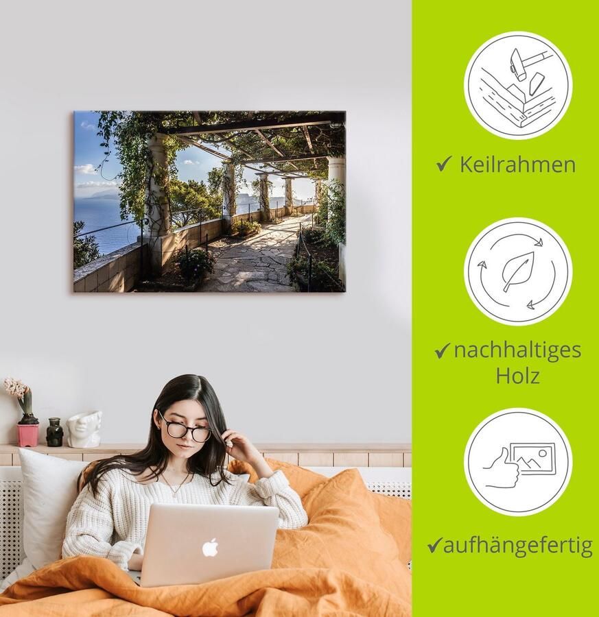 Artland Artprint Tuin van de villa San Michele op capri als artprint van aluminium artprint voor buiten artprint op linnen poster muursticker - Foto 4