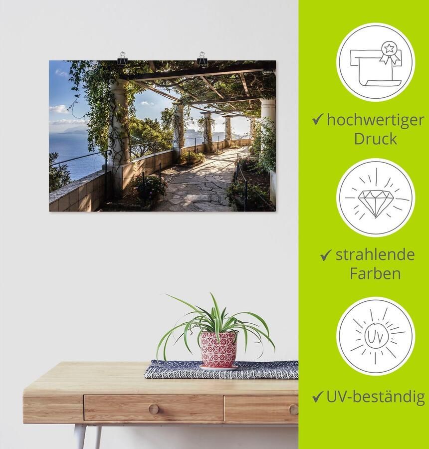 Artland Artprint Tuin van de villa San Michele op capri als artprint van aluminium artprint voor buiten artprint op linnen poster muursticker - Foto 5