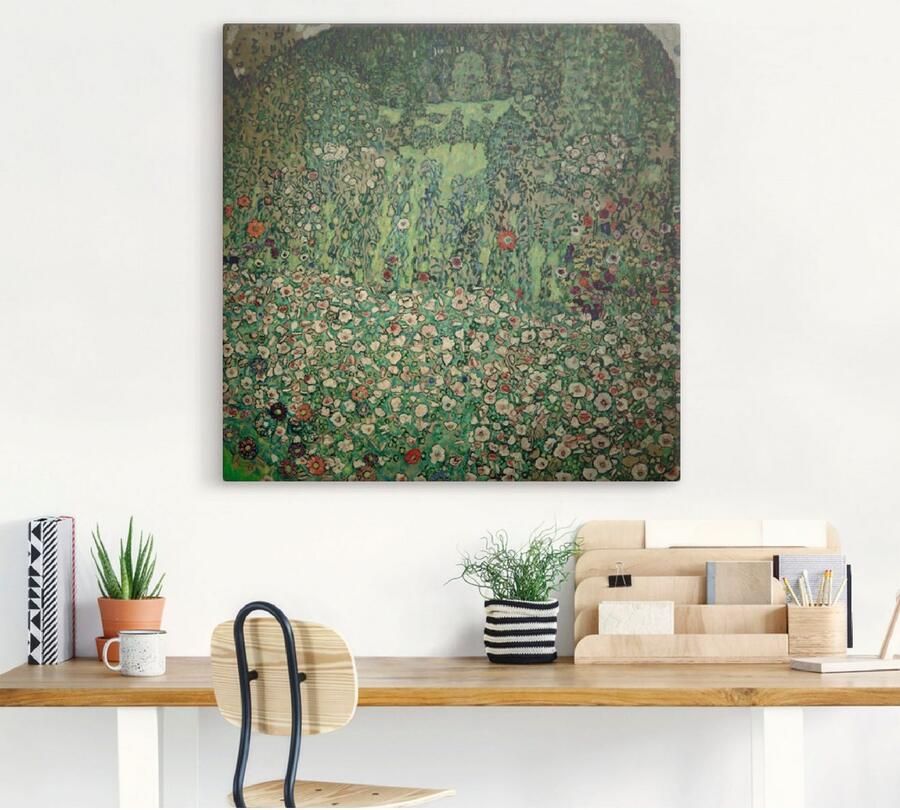 Artland Artprint op linnen Tuinlandschap met heuvel (tuinlandschap) - Foto 4