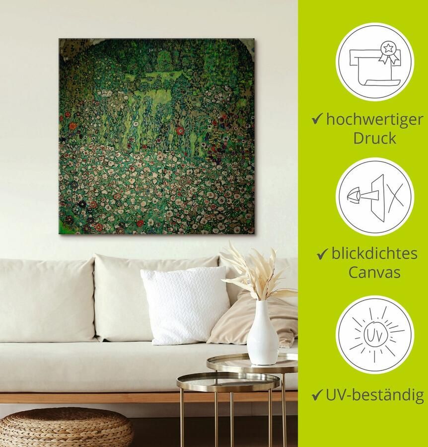 Artland Artprint op linnen Tuinlandschap met heuvel (tuinlandschap) - Foto 3