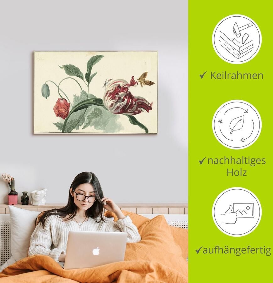 Artland Artprint Tulp en klaproos. als artprint van aluminium artprint voor buiten artprint op linnen poster in verschillende maten. maten - Foto 2