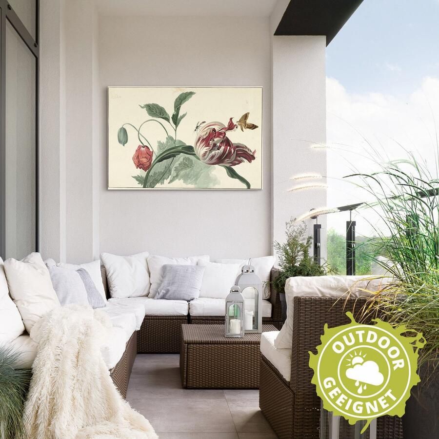 Artland Artprint Tulp en klaproos. als artprint van aluminium artprint voor buiten artprint op linnen poster in verschillende maten. maten