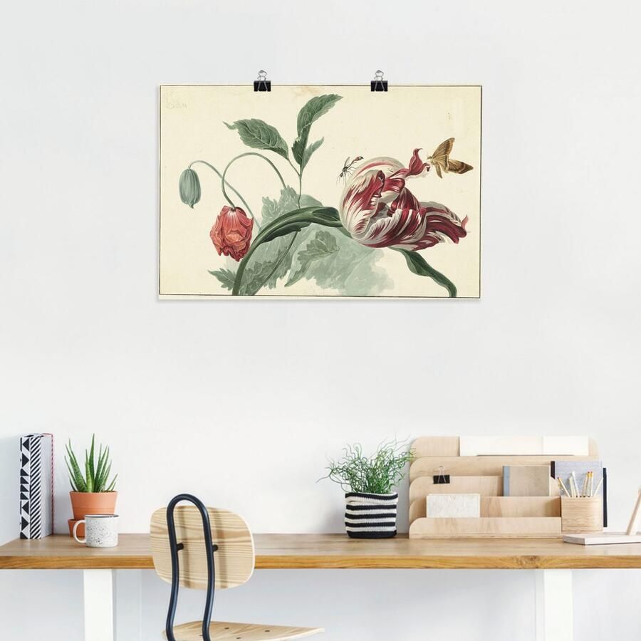 Artland Artprint Tulp en klaproos. als artprint van aluminium artprint voor buiten artprint op linnen poster in verschillende maten. maten - Foto 2