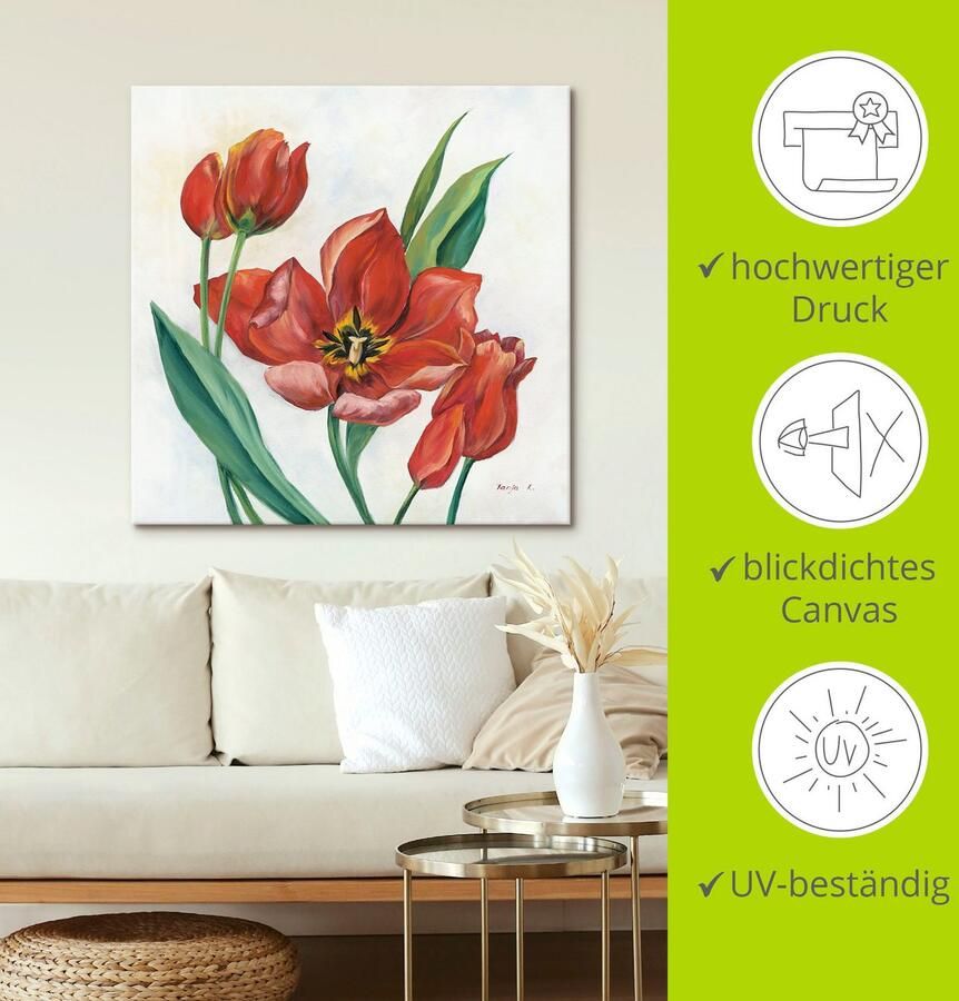 Artland Artprint Tulpen I als artprint op linnen poster in verschillende formaten maten - Foto 3