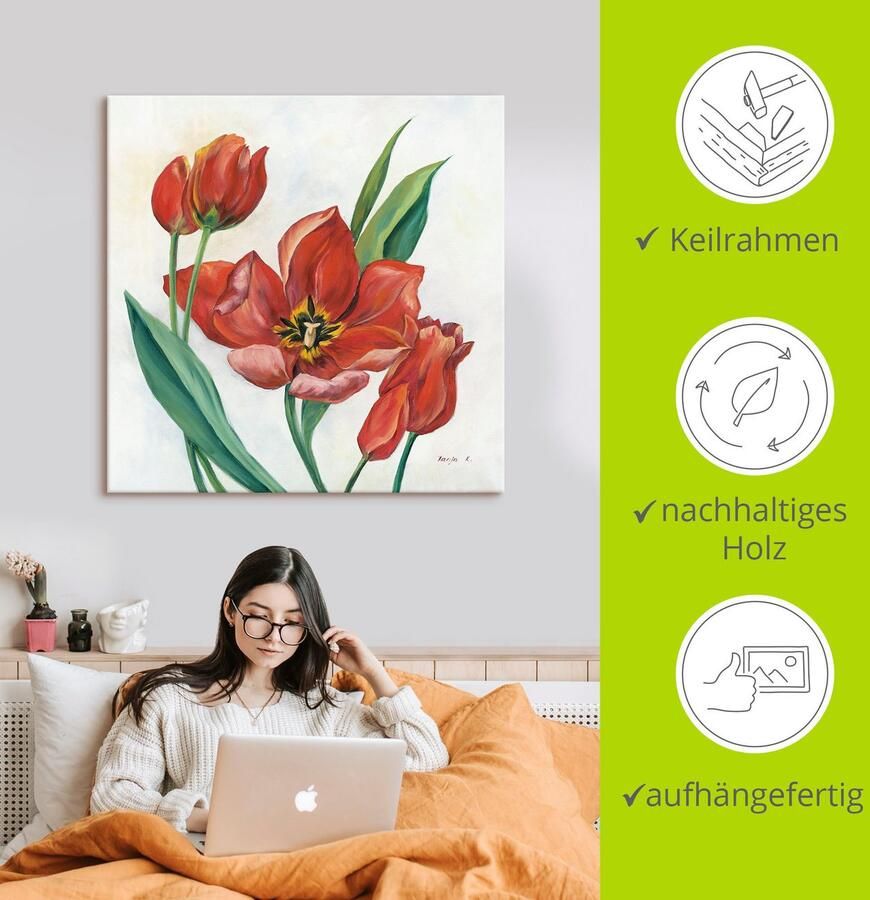 Artland Artprint Tulpen I als artprint op linnen poster in verschillende formaten maten - Foto 2