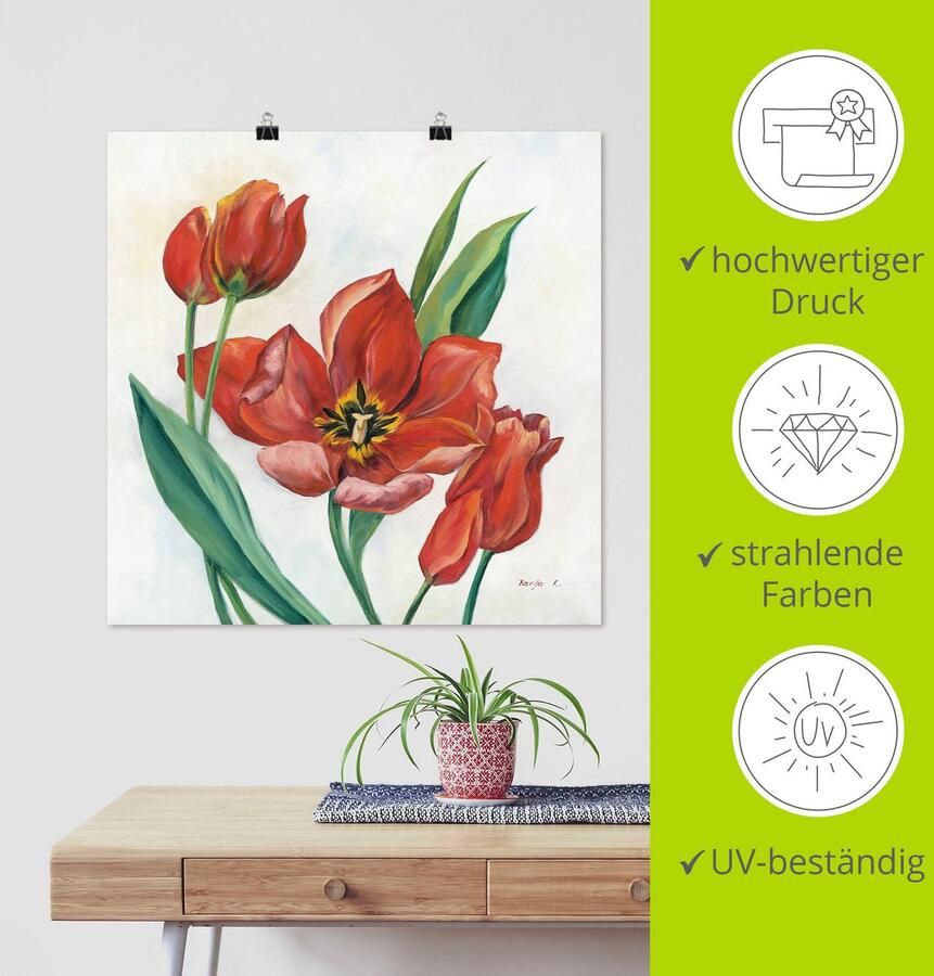 Artland Artprint Tulpen I als artprint op linnen poster in verschillende formaten maten - Foto 3