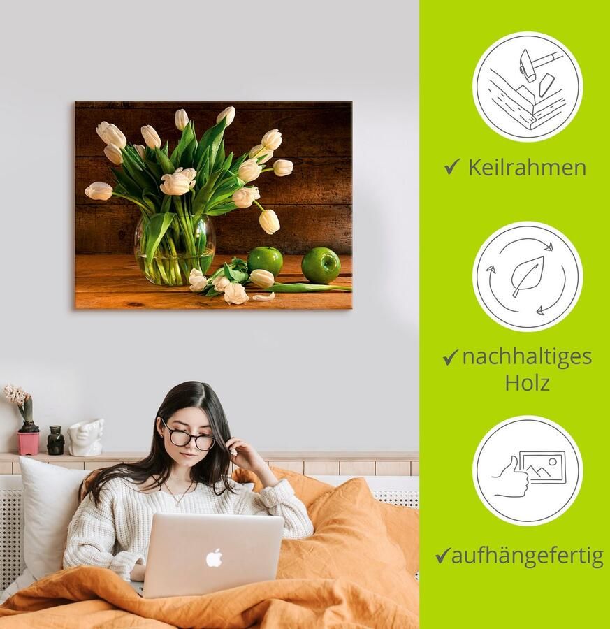 Artland Artprint Tulpen in glazen vaas als artprint van aluminium artprint voor buiten artprint op linnen in verschillende maten - Foto 2