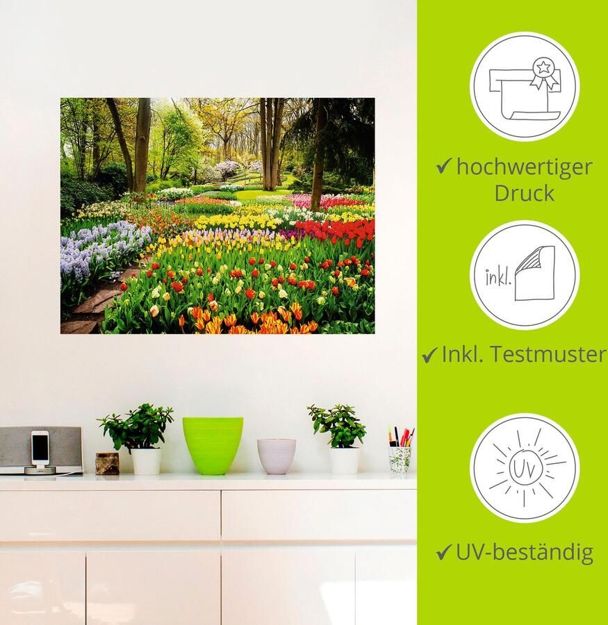 Artland Artprint Tulpen tuin voorjaar als artprint van aluminium artprint voor buiten artprint op linnen poster muursticker - Foto 3