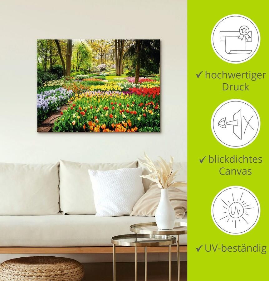 Artland Artprint Tulpen tuin voorjaar als artprint van aluminium artprint voor buiten artprint op linnen poster muursticker - Foto 3
