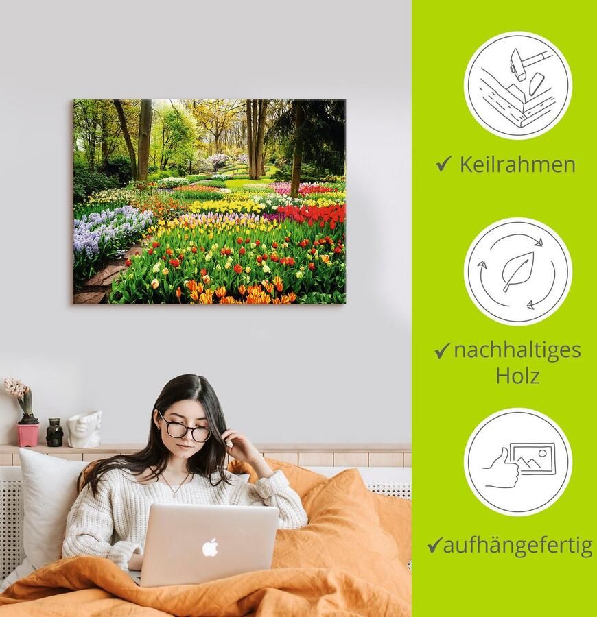 Artland Artprint Tulpen tuin voorjaar als artprint van aluminium artprint voor buiten artprint op linnen poster muursticker - Foto 2