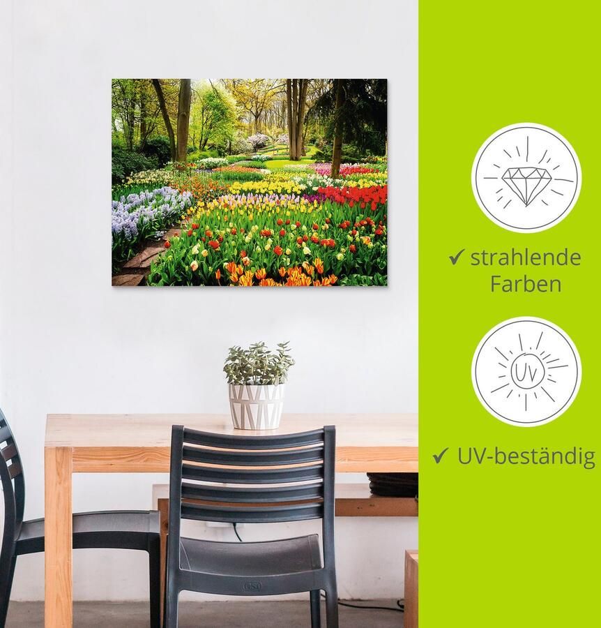 Artland Artprint Tulpen tuin voorjaar als artprint van aluminium artprint voor buiten artprint op linnen poster muursticker - Foto 3