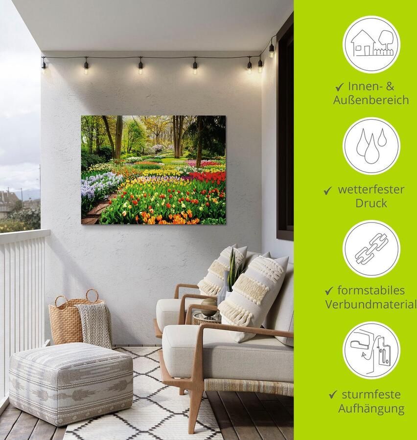 Artland Artprint Tulpen tuin voorjaar als artprint van aluminium artprint voor buiten artprint op linnen poster muursticker - Foto 5