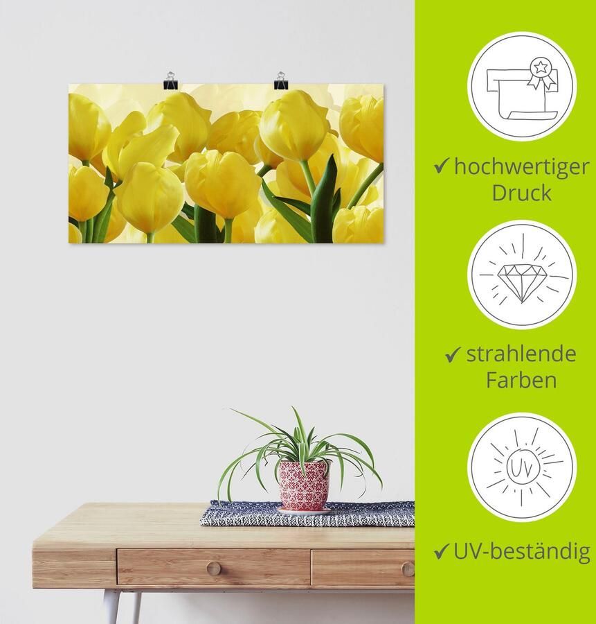 Artland Artprint Tulpenveld geel als artprint op linnen poster in verschillende formaten maten - Foto 5