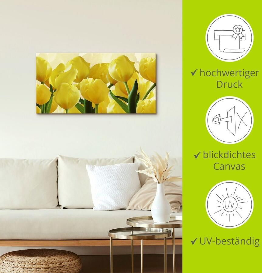 Artland Artprint Tulpenveld geel als artprint op linnen poster in verschillende formaten maten - Foto 3