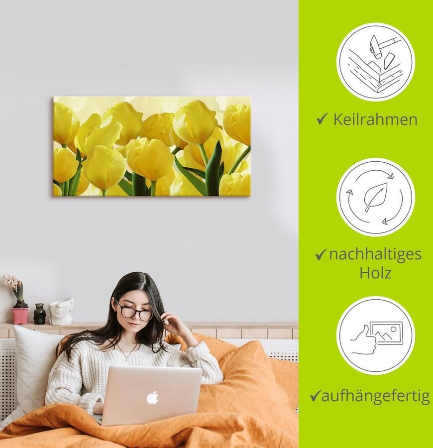Artland Artprint Tulpenveld geel als artprint op linnen poster in verschillende formaten maten - Foto 2