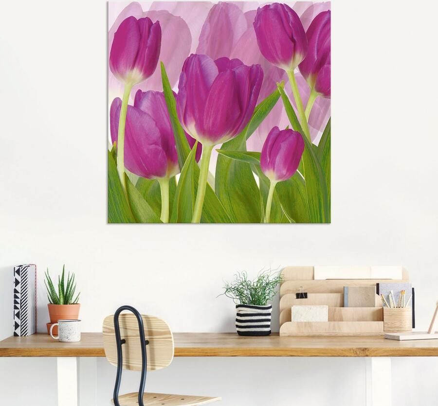Artland Artprint Tulpenveld paars als artprint van aluminium artprint voor buiten artprint op linnen in verschillende maten - Foto 5