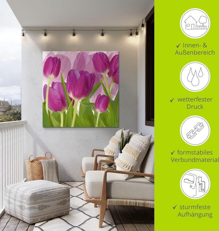 Artland Artprint Tulpenveld paars als artprint van aluminium artprint voor buiten artprint op linnen in verschillende maten - Foto 4