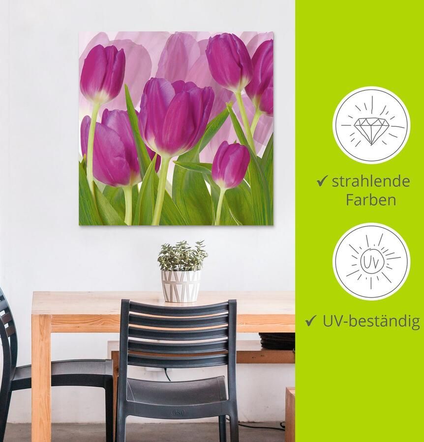 Artland Artprint Tulpenveld paars als artprint van aluminium artprint voor buiten artprint op linnen in verschillende maten - Foto 3