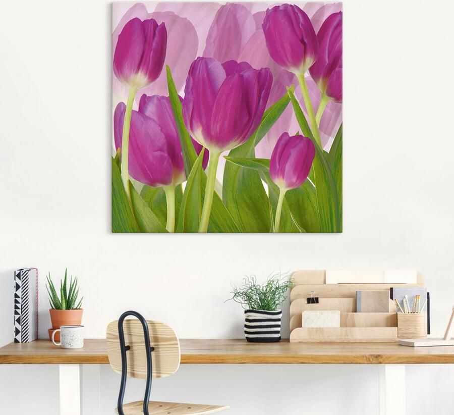 Artland Artprint Tulpenveld paars als artprint van aluminium artprint voor buiten artprint op linnen in verschillende maten - Foto 4